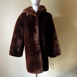 Vintage Brown Faux Fur Coat Costume Theatre Halloween XS/S Heavy Winter Coat‎